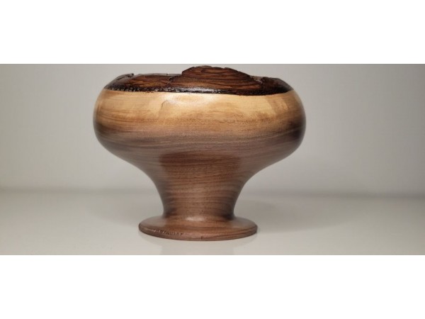 "The War Horse" - Live Edge Black Walnut Pedestal Bowl 