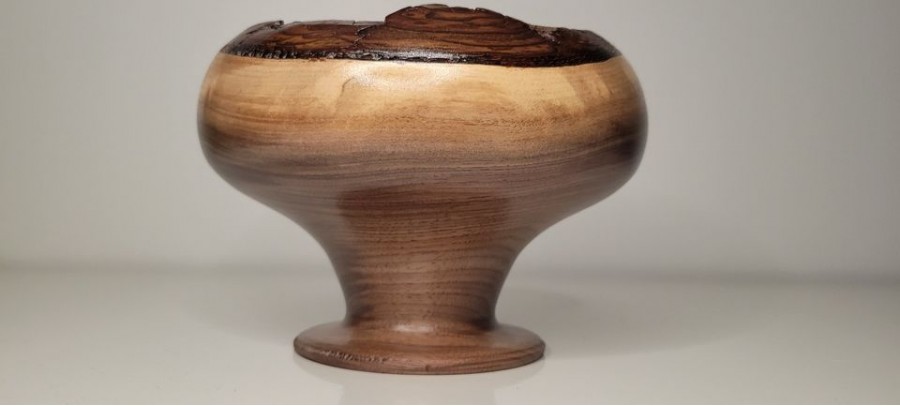 "The War Horse" - Live Edge Black Walnut Pedestal Bowl 