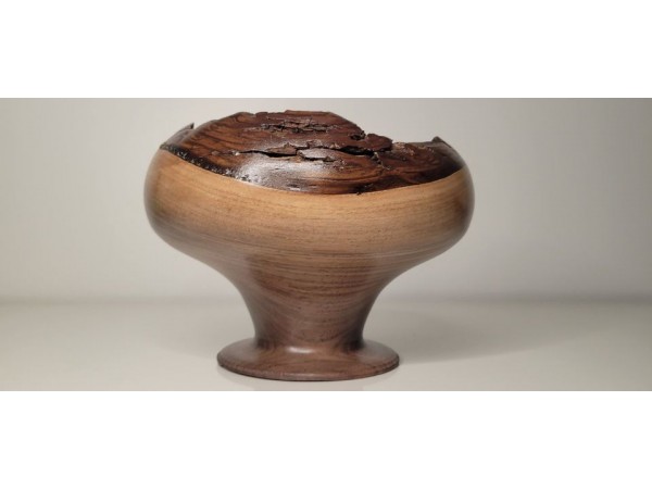 "The War Horse" - Live Edge Black Walnut Pedestal Bowl 