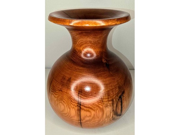 Handmade Yew Bud Vase from Mystery Attic Wood Signed by St. Anne Woodturner Shane Boland