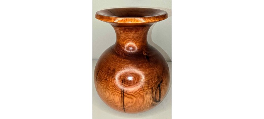 Handmade Yew Bud Vase from Mystery Attic Wood Signed by St. Anne Woodturner Shane Boland