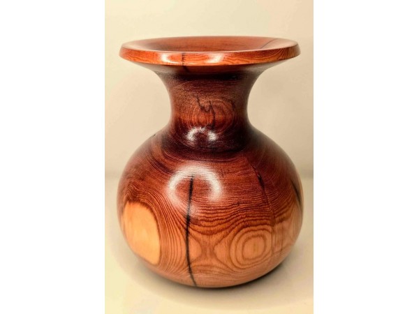 Handmade Yew Bud Vase from Mystery Attic Wood Signed by St. Anne Woodturner Shane Boland