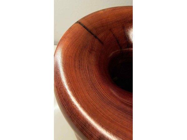 Handmade Yew Bud Vase from Mystery Attic Wood Signed by St. Anne Woodturner Shane Boland