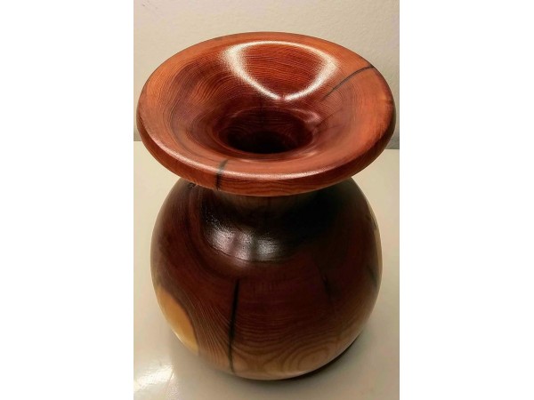 Handmade Yew Bud Vase from Mystery Attic Wood Signed by St. Anne Woodturner Shane Boland