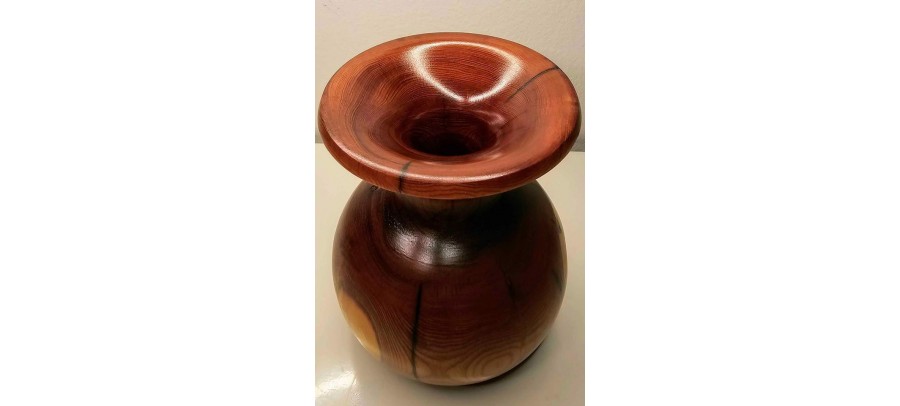 Handmade Yew Bud Vase from Mystery Attic Wood Signed by St. Anne Woodturner Shane Boland