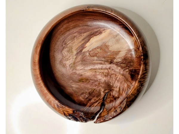 Meet "The Highlight" - Highly Figured Black Walnut Bowl with Bark Inclusion - Locally Handmade