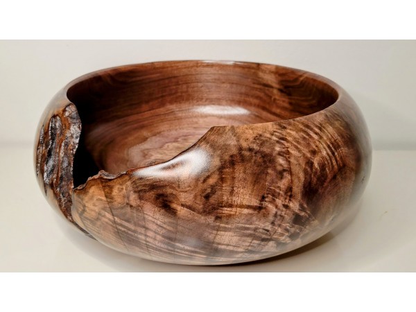 Meet "The Highlight" - Highly Figured Black Walnut Bowl with Bark Inclusion - Locally Handmade