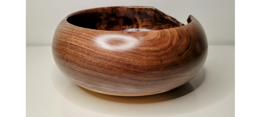 Meet "The Highlight" - Highly Figured Black Walnut Bowl with Bark Inclusion - Locally Handmade