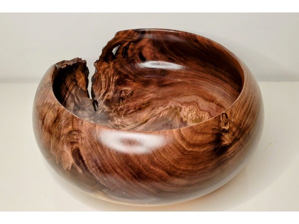 Meet "The Highlight" - Highly Figured Black Walnut Bowl with Bark Inclusion - Locally Handmade