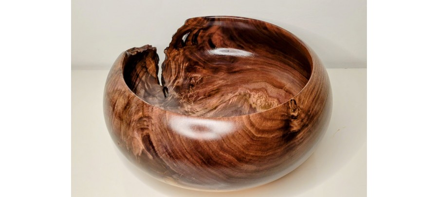 Meet "The Highlight" - Highly Figured Black Walnut Bowl with Bark Inclusion - Locally Handmade