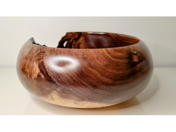 Meet "The Highlight" - Highly Figured Black Walnut Bowl with Bark Inclusion - Locally Handmade