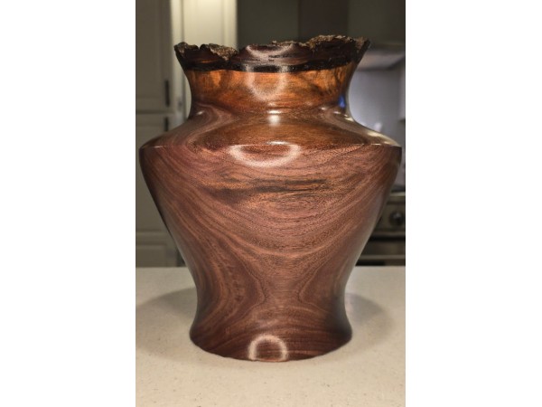 SOLD! - Meet "The Killa Gorilla" - Live Edge Black Walnut Vase with Natural Void - Signed by Artist - Illinois Woodturner Shane Boland 10" h x 9" d