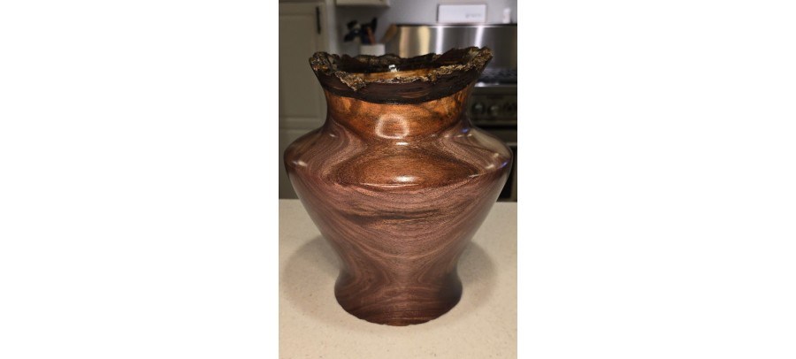 Meet "The Killa Gorilla" - Live Edge Black Walnut Vase with Natural Void - Signed by Artist - Illinois Woodturner Shane Boland 10" h x 9" d