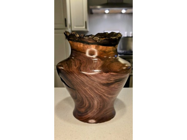 SOLD! - Meet "The Killa Gorilla" - Live Edge Black Walnut Vase with Natural Void - Signed by Artist - Illinois Woodturner Shane Boland 10" h x 9" d