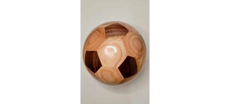 Soccer Ball (Truncated Icosahedron)  segmented turning of oak and black walnut pre-order