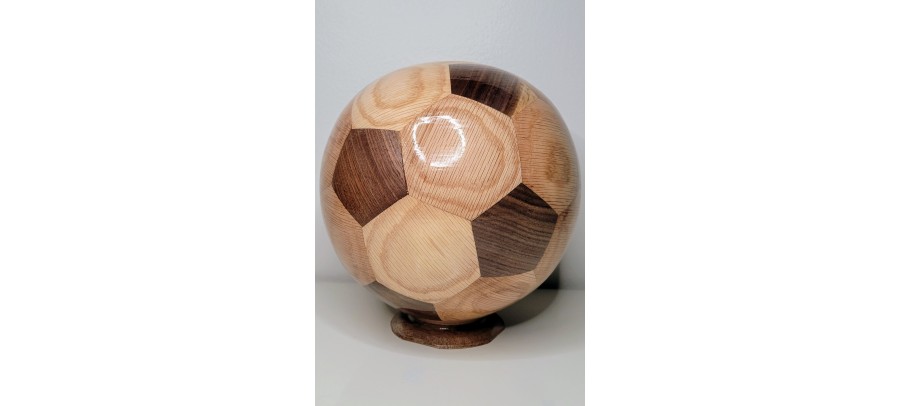 Soccer Ball (Truncated Icosahedron)  segmented turning of oak and black walnut pre-order