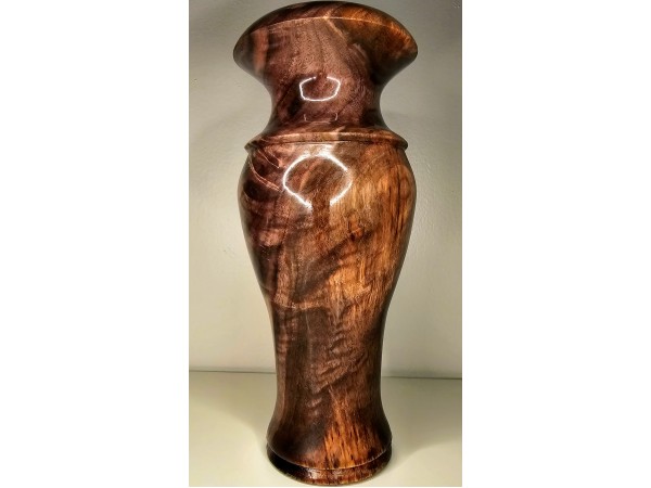 Highly Figured Black Walnut Vase with Bark Inclusion and Chatoyancy- Hand Made in USA by Illinois Woodturner - 10.75" x 4.5" #woodart #vase