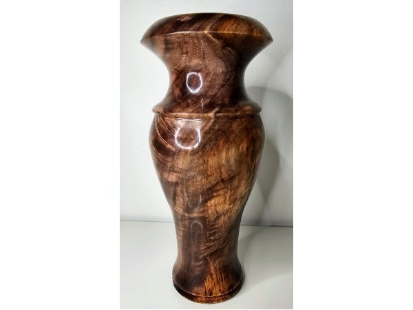 Highly Figured Black Walnut Vase with Bark Inclusion and Chatoyancy- Hand Made in USA by Illinois Woodturner - 10.75" x 4.5" #woodart #vase