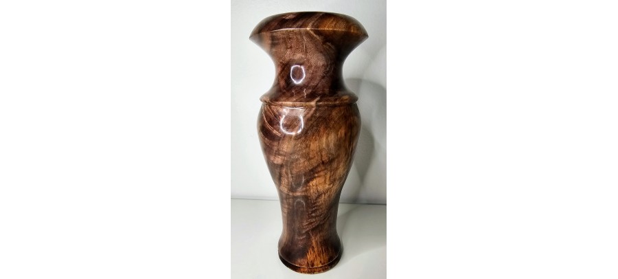 Highly Figured Black Walnut Vase with Bark Inclusion and Chatoyancy- Hand Made in USA by Illinois Woodturner - 10.75" x 4.5" #woodart #vase