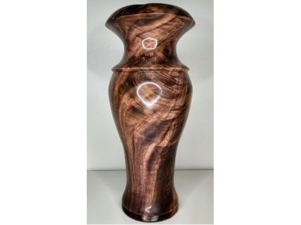 Highly Figured Black Walnut Vase with Bark Inclusion and Chatoyancy- Hand Made in USA by Illinois Woodturner - 10.75" x 4.5" #woodart #vase