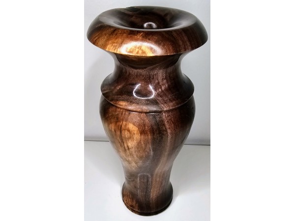 Highly Figured Black Walnut Vase with Bark Inclusion and Chatoyancy- Hand Made in USA by Illinois Woodturner - 10.75" x 4.5" #woodart #vase