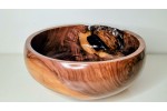 Meet "Blessed" - Highly Figured Large Black Walnut Bowl with Bark Inclusion - Locally Handmade