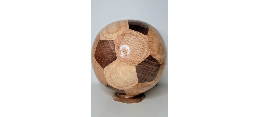 Soccer Ball (Truncated Icosahedron)  segmented turning of oak and black walnut pre-order