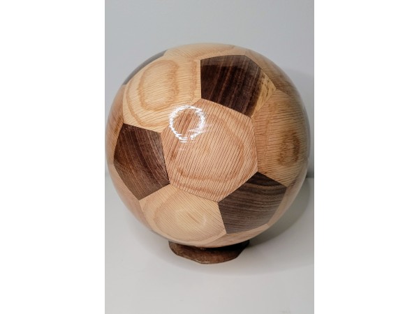 Soccer Ball (Truncated Icosahedron)  segmented turning of oak and black walnut pre-order