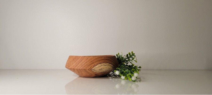 Spalted Red Oak Bowl | Small with Tapered Opening  | Warping