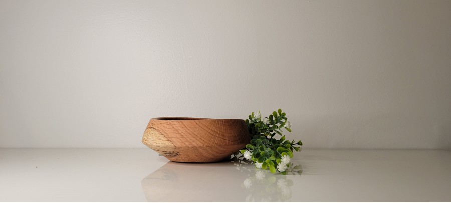 Spalted Red Oak Bowl | Small with Tapered Opening  | Warping