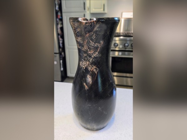 Ebonized Mystery Wood Vase signed by Artist - Handmade by Illinois Woodturner Shane Boland - 12.4" tall x 5.3" diameter - Tall Modern Vase