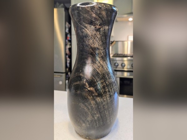 Ebonized Mystery Wood Vase signed by Artist - Handmade by Illinois Woodturner Shane Boland - 12.4" tall x 5.3" diameter - Tall Modern Vase