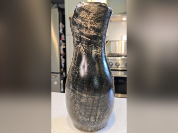 Ebonized Mystery Wood Vase signed by Artist - Handmade by Illinois Woodturner Shane Boland - 12.4" tall x 5.3" diameter - Tall Modern Vase