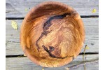 Pretty Good Little Apple Bowl With Bark Inclusion and Spalting - Handmade by Illinois Woodturner - 7.25" x 3.25" - Unique Bowl - Wood Art