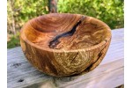 Pretty Good Little Apple Bowl With Bark Inclusion and Spalting - Handmade by Illinois Woodturner - 7.25" x 3.25" - Unique Bowl - Wood Art