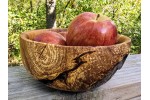 Pretty Good Little Apple Bowl With Bark Inclusion and Spalting - Handmade by Illinois Woodturner - 7.25" x 3.25" - Unique Bowl - Wood Art