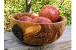 Pretty Good Little Apple Bowl With Bark Inclusion and Spalting - Handmade by Illinois Woodturner - 7.25" x 3.25" - Unique Bowl - Wood Art