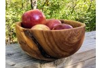 Pretty Good Little Apple Bowl With Bark Inclusion and Spalting - Handmade by Illinois Woodturner - 7.25" x 3.25" - Unique Bowl - Wood Art