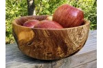 Pretty Good Little Apple Bowl With Bark Inclusion and Spalting - Handmade by Illinois Woodturner - 7.25" x 3.25" - Unique Bowl - Wood Art