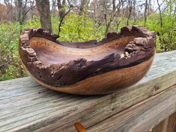 Pretty Good (but not great) Live Edge Black Walnut Bowl by St. Anne Woodturner. 8.75" x 3.75"