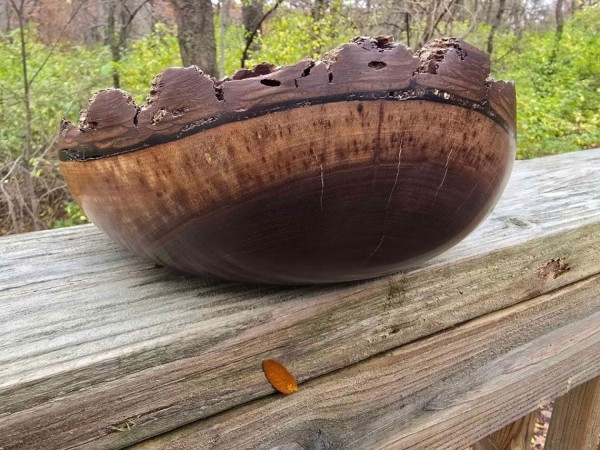 Pretty Good (but not great) Live Edge Black Walnut Bowl by St. Anne Woodturner. 8.75" x 3.75"