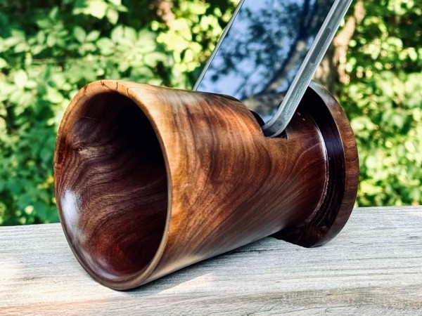 PRE ORDER (Estimated shipping mid-February) - Phone Speaker Stand - Black Walnut by Pretty Good Woodturner Hand Crafted Passive Speaker Phone Amplifier Stand - Hand Made in USA