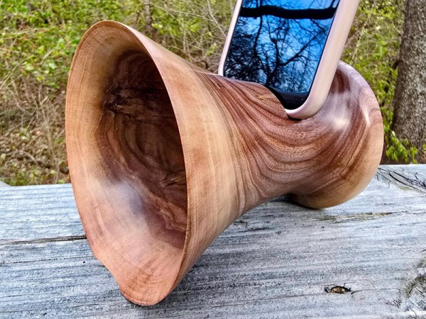 PRE ORDER (Estimated shipping mid-February) - Phone Speaker Stand - Black Walnut by Pretty Good Woodturner Hand Crafted Passive Speaker Phone Amplifier Stand - Hand Made in USA