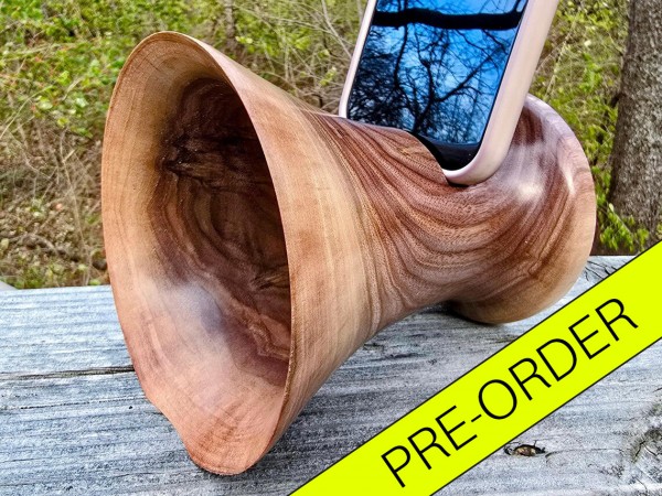 PRE ORDER (Estimated shipping mid-February) - Phone Speaker Stand - Black Walnut by Pretty Good Woodturner Hand Crafted Passive Speaker Phone Amplifier Stand - Hand Made in USA