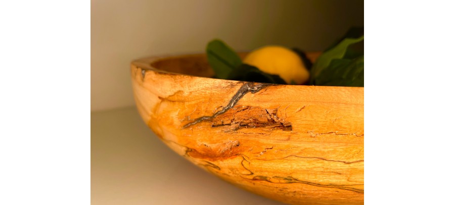 Meet "Mayhem" - A Large Beyond Spalted Butternut (White Walnut) Fruit Bowl | 13" Diameter x 4" Tall | Finished with Food Grade Mineral Oil