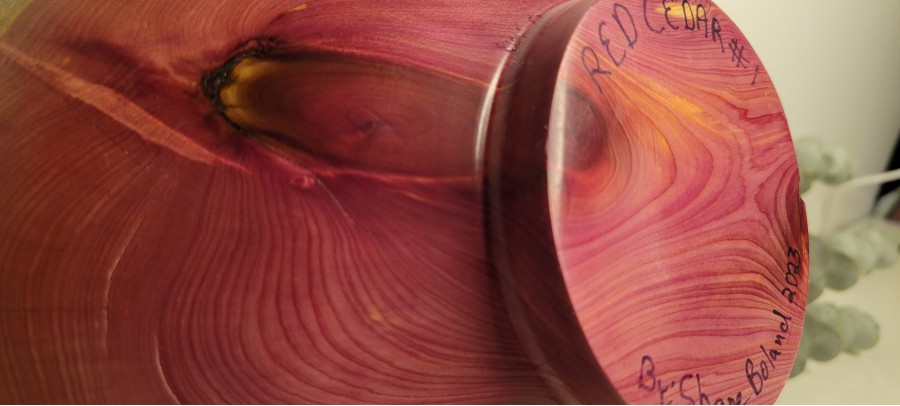 Fresh off the Lathe, Red Cedar #1 Turned by St. Anne Wood Turner ("The Beard") - Shane Boland, Natural Edge Bowl