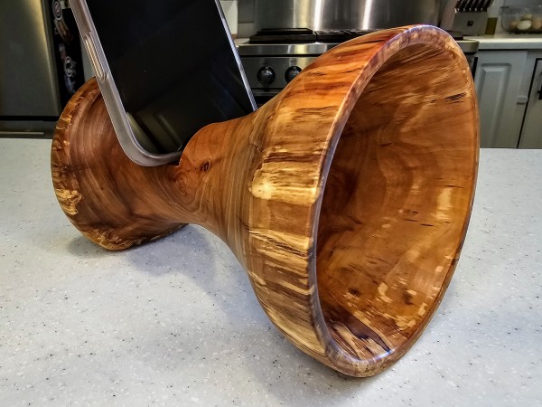 PRE-ORDER (Estimated Shipping Mid-February) - MAGA Phone Amplifier Stand - Flowering Crab Wood - hand made by Illinois Woodturner - Passive Sound Amplification