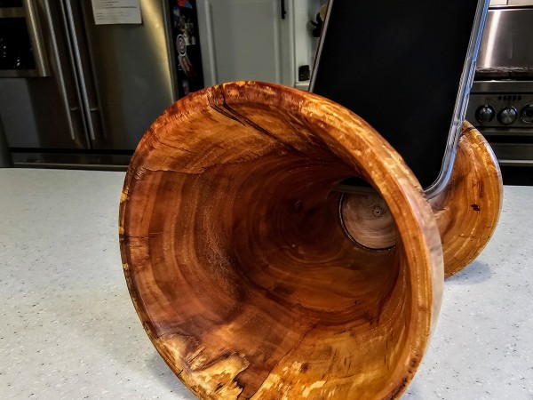 PRE-ORDER (Estimated Shipping Mid-February) - MAGA Phone Amplifier Stand - Flowering Crab Wood - hand made by Illinois Woodturner - Passive Sound Amplification