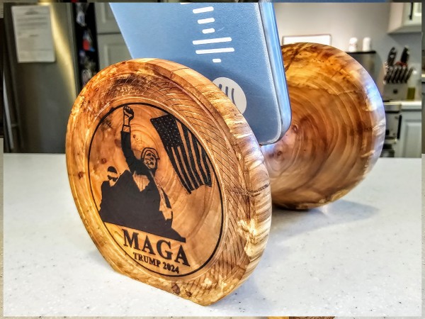 PRE-ORDER (Estimated Shipping Mid-February) - MAGA Phone Amplifier Stand - Flowering Crab Wood - hand made by Illinois Woodturner - Passive Sound Amplification