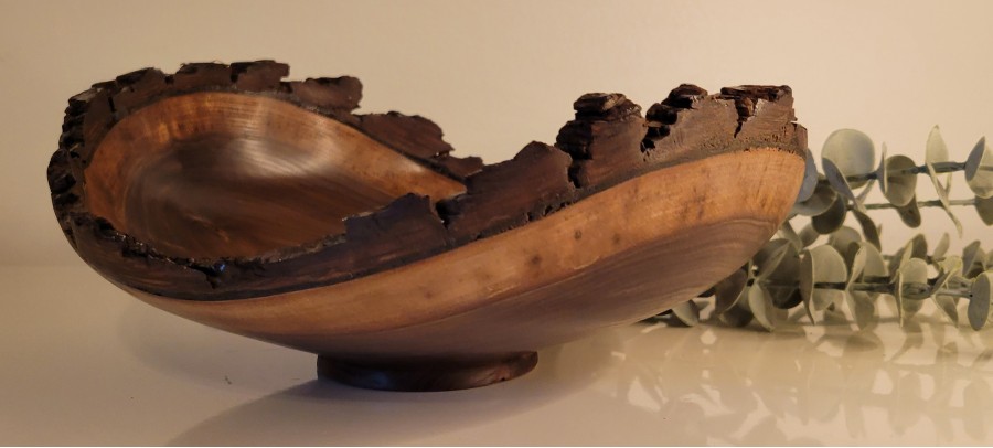 Black Walnut LIVE Edge Winged Bowl - Large | Sealed w/Polyurethane & Buffed to a Matte Finish